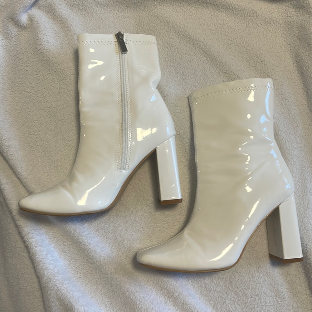 White pleather boots